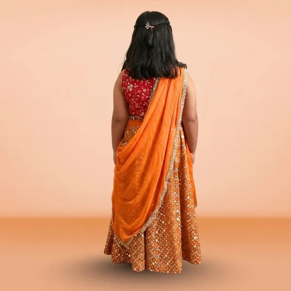 Marigold_Lehenga,_Choli_And_Dupatta_For_Kids