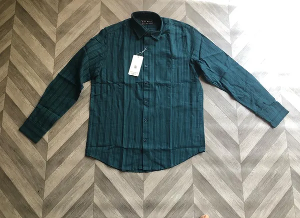 Teal_Cotton_Blend_Regular_Fit_Checkered_Shirt_For_Men
