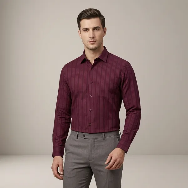 Maroon_Cotton_Blend_Regular_Fit_Striped_Formal_Shirt_For_Men