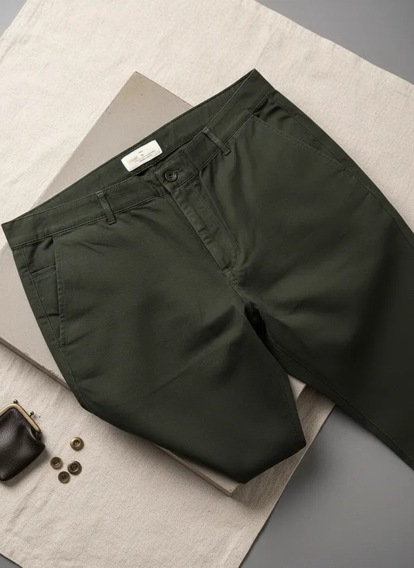 Olive_Green_Cotton_Blend_Slim_Fit_Jeans_For_Men
