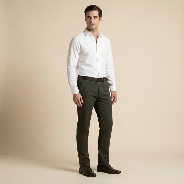 Olive_Green_Cotton_Blend_Slim_Fit_Jeans_For_Men