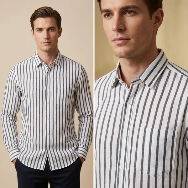 White_Black_Cotton_Blend_Regular_Fit_Striped_Casual_Shirt_For_Men