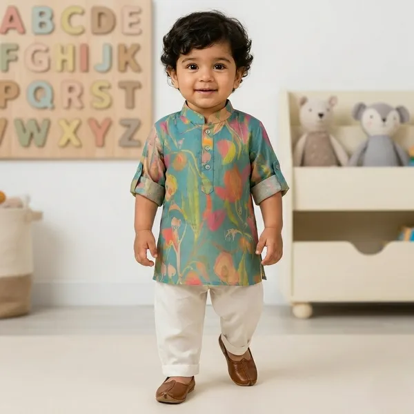 Kids_Traditional_Kurta_Pajama_Set_-_Multicolor_Floral_Print