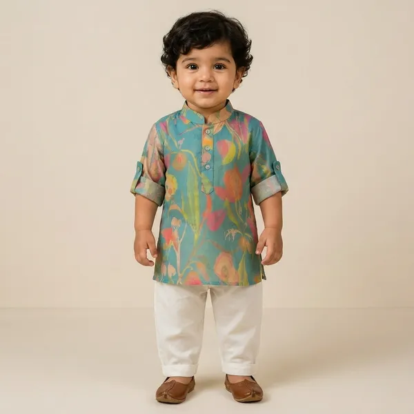 Kids_Traditional_Kurta_Pajama_Set_-_Multicolor_Floral_Print