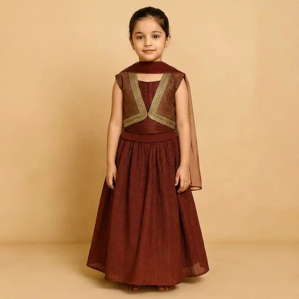 Maroon_Ethnic_Lehenga_Choli_Set_for_Girls_with_Embroidered_Jacket