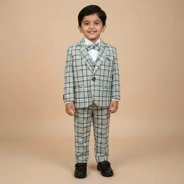 Boys_Green_Checkered_Formal_Suit_with_Bow_Tie_-_3_Piece_Set