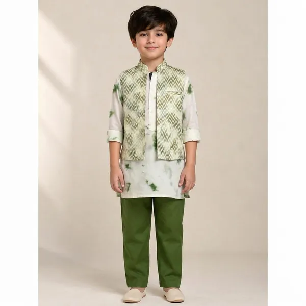 Boys_Ethnic_Kurta_Pajama_Set_with_Nehru_Jacket_-_Green_and_White
