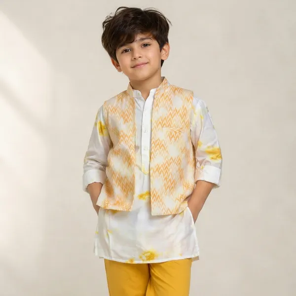 Boys_Yellow_and_White_Ethnic_Kurta_Pajama_Set_with_Nehru_Jacket
