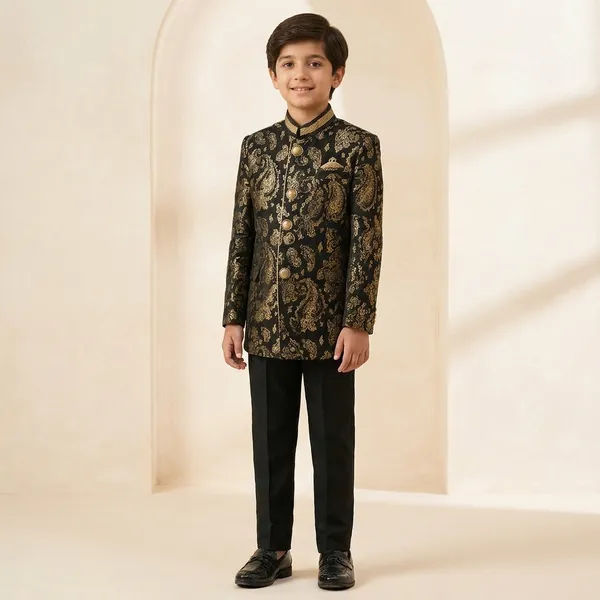 Boys_Black_and_Gold_Embroidered_Sherwani_Set