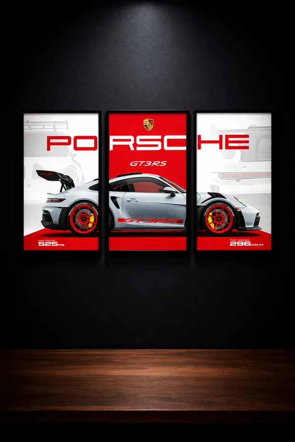 Porsche_911_-3_Split_Poster_Set_Of_3_With_Frame_A4_Size_Each_(8X12_Inch)