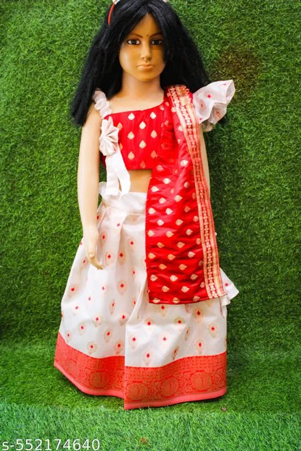 Red_And_White_Silk_Premium_And_Elegant_Lehenga_For_Girls