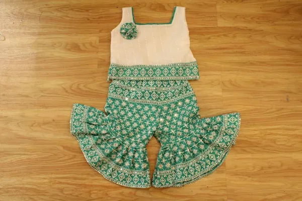 Green_&_White_Khadi_Cotton_Premium_And_Elegant_Dress_For_Girls