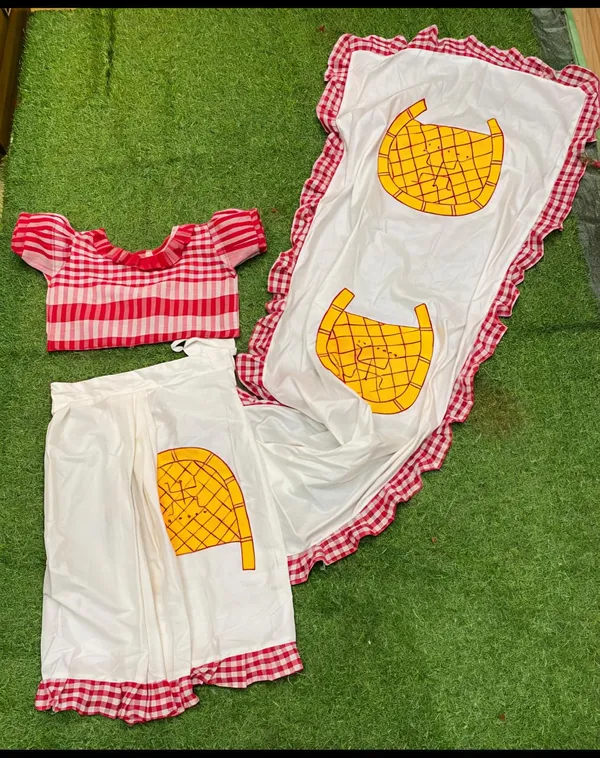 Bengali_Festive_Checkered_Kids_Saree