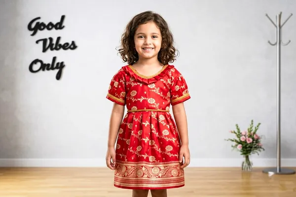 Red_Khadi_Cotton_Premium_And_Elegant_Dress_For_Girls