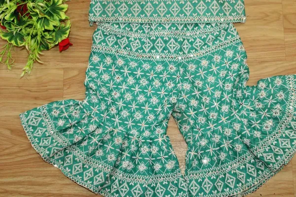 Green_&_White_Khadi_Cotton_Premium_And_Elegant_Dress_For_Girls