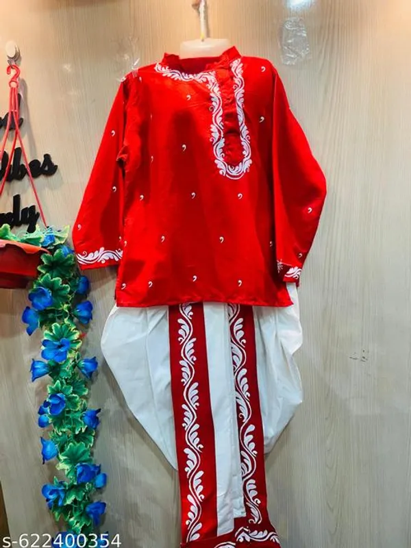 Red_And_White_Cotton_Premium_And_Elegant_Dhoti_Set_For_Boys