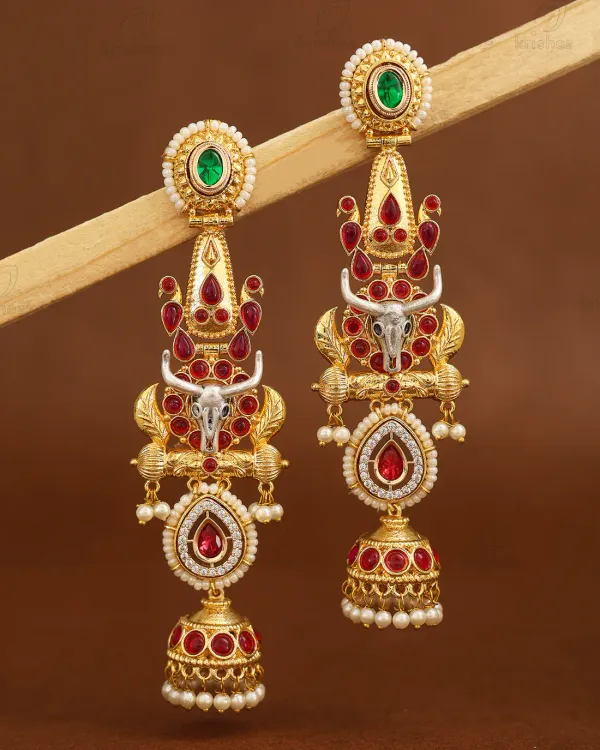 Nandita_Green_And_Pink_Jhumki_Earrings