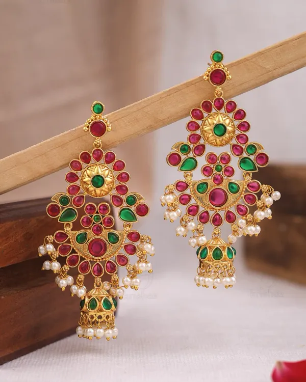 Niharika_Pink_And_Green_Dangler_Earrings