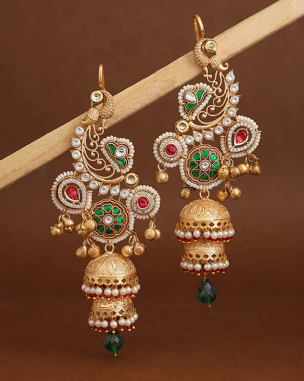 Mormantra_PremiumGreen_Earcuff_Jhumki_Earring
