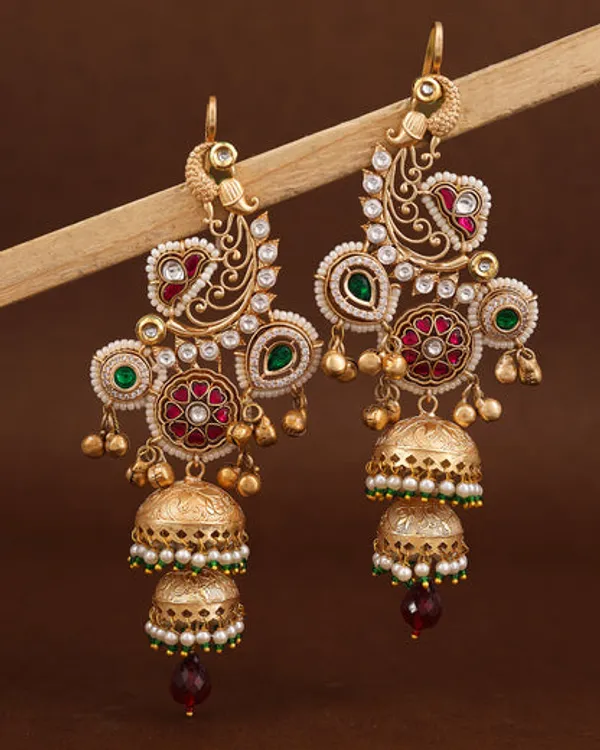 Mormantra_Premium_Pink_Earcuff_Jhumki_Earring