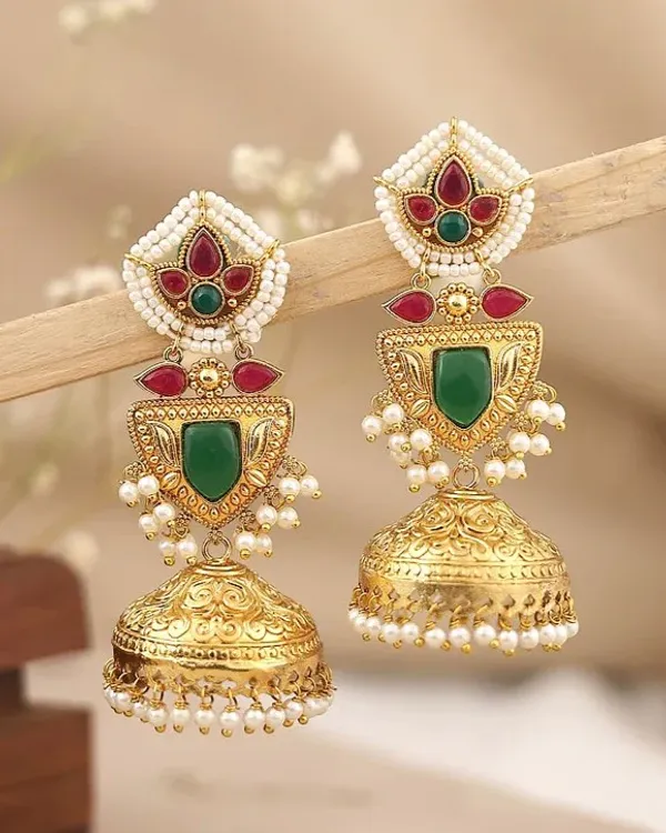 Pratyusha_Green_Jhumki_Earrings