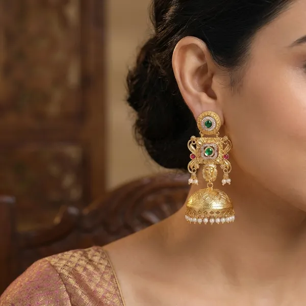 Alankrita_Premium_Green_Jhumki_Earrings