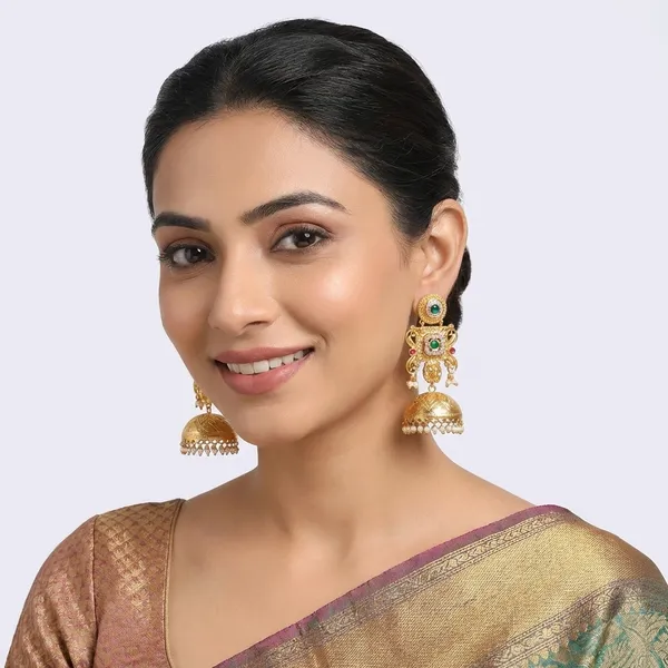 Alankrita_Premium_Green_Jhumki_Earrings