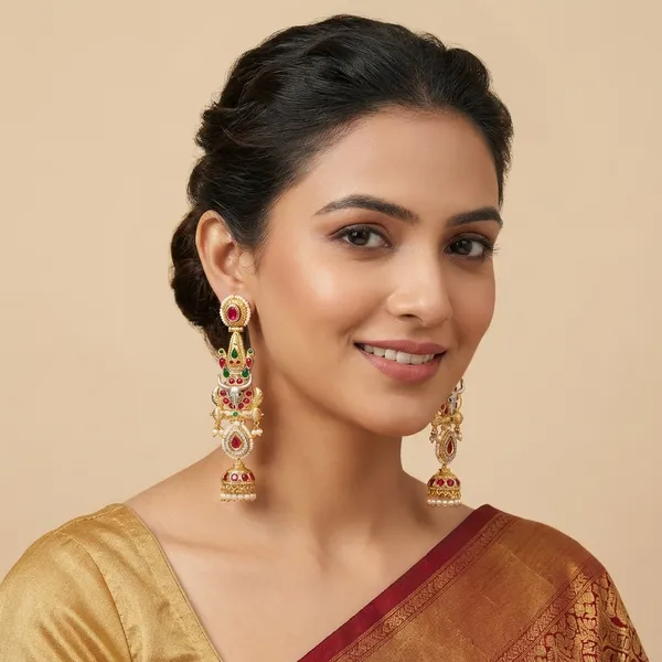 Nandita_Pink_And_Green_Jhumki_Earrings