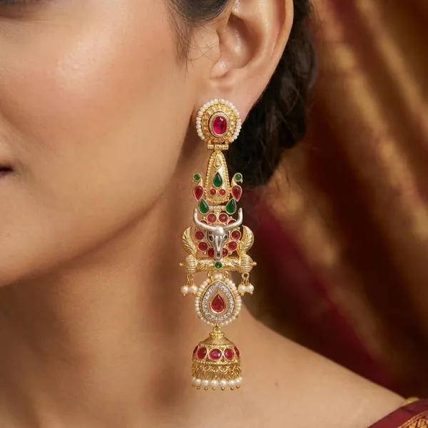Nandita_Pink_And_Green_Jhumki_Earrings