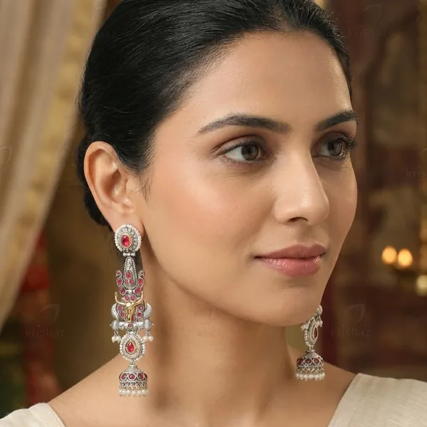 Harinya_Premium_Pink_Jhumki_Earrings