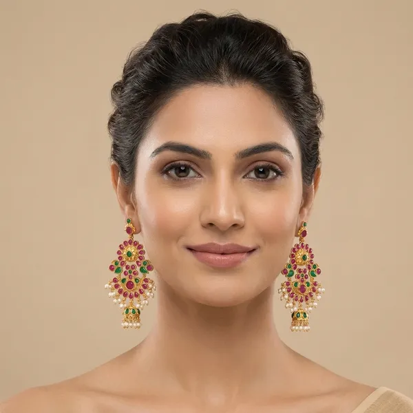Niharika_Pink_And_Green_Dangler_Earrings