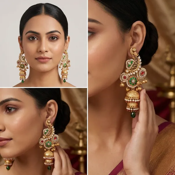Mormantra_PremiumGreen_Earcuff_Jhumki_Earring