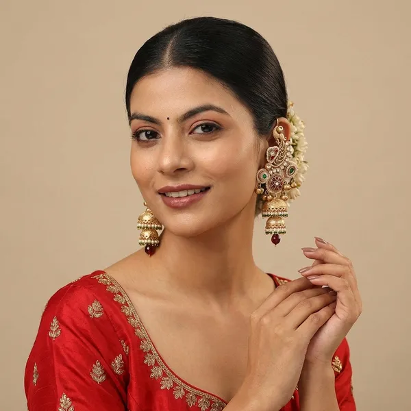 Mormantra_Premium_Pink_Earcuff_Jhumki_Earring