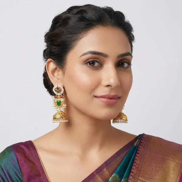 Pratyusha_Green_Jhumki_Earrings
