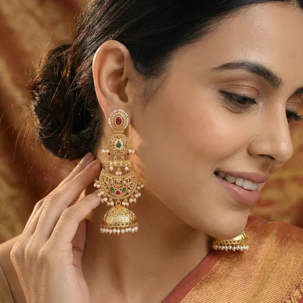 Falguni_Premium_Pink_And_Green_Gold_Jhumki
