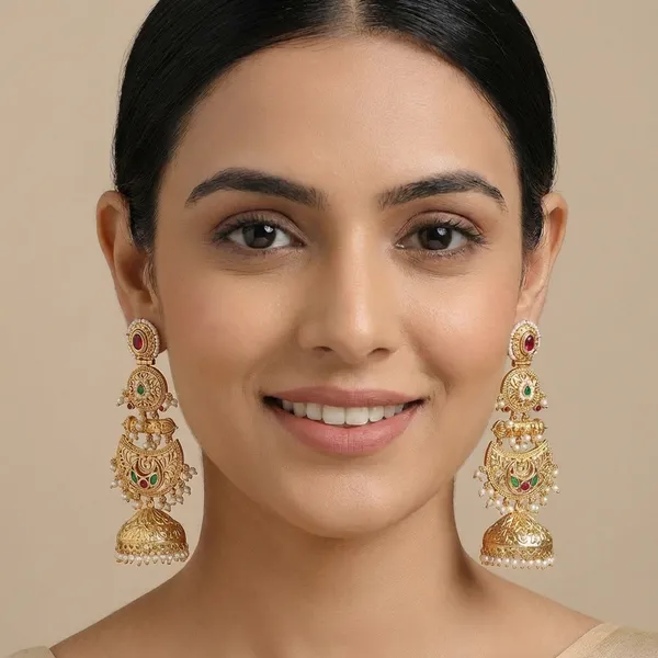 Falguni_Premium_Pink_And_Green_Gold_Jhumki