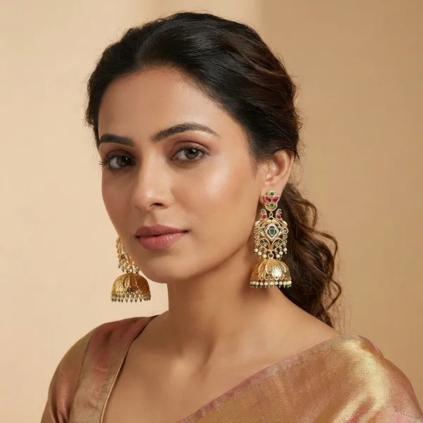 Satakshi_Gold_Jhumki_Earrings