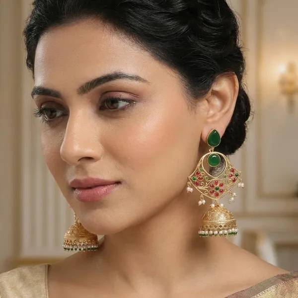 Takshvi_Green_Jhumki_Earrings