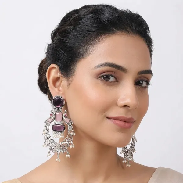 Pushpa_Pink_And_Brown_Dangler_Earrings