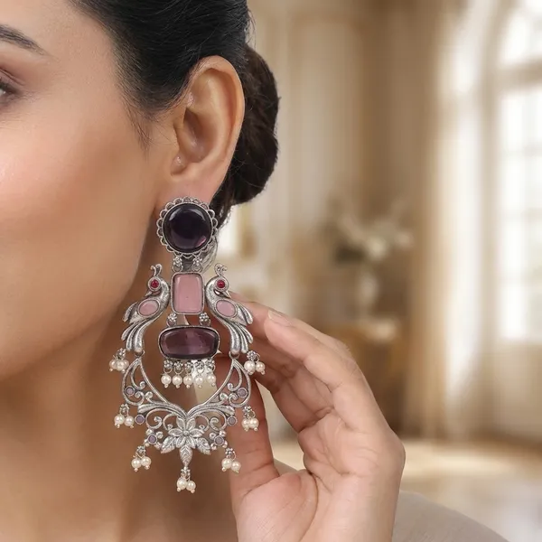 Pushpa_Pink_And_Brown_Dangler_Earrings