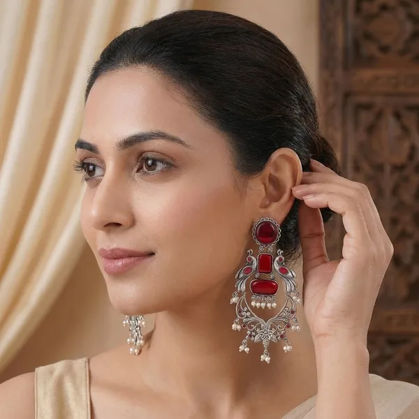 Pushpa_Maroon_Dangler_Earrings