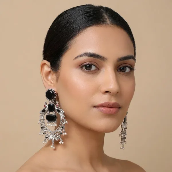 Pushpa_Black_Dangler_Earrings