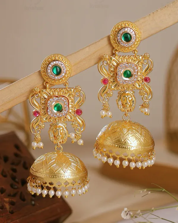 Alankrita_Premium_Green_Jhumki_Earrings