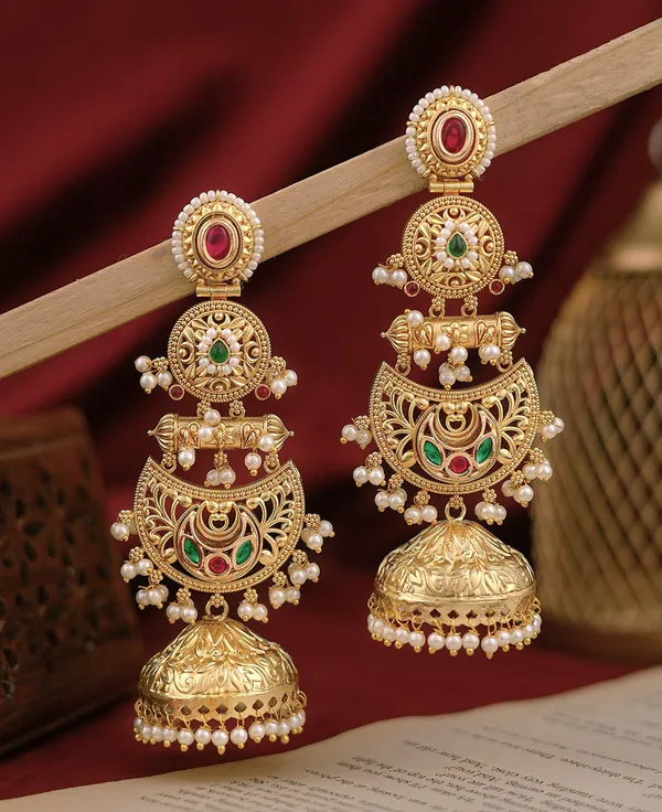 Falguni_Premium_Pink_And_Green_Gold_Jhumki