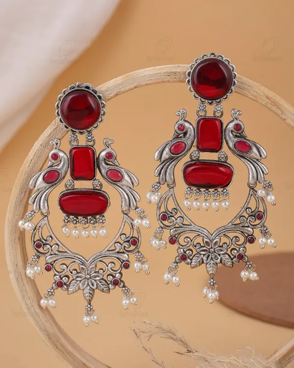 Pushpa_Maroon_Dangler_Earrings