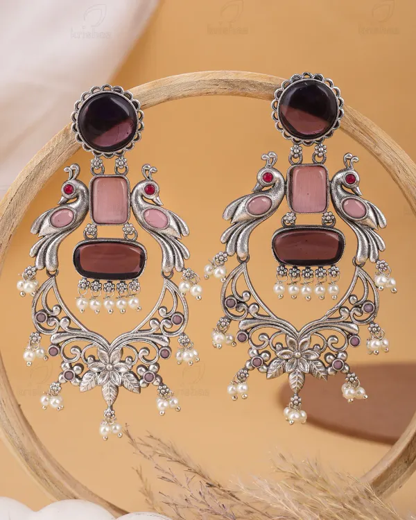 Pushpa_Pink_And_Brown_Dangler_Earrings
