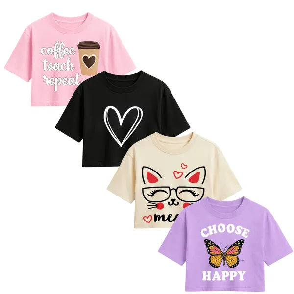 Women_Printed_Crop_Top_Choose_Happy_|_Combo_pack_of_4_dress_as_set_|_Party_wear_&_Casual_wear