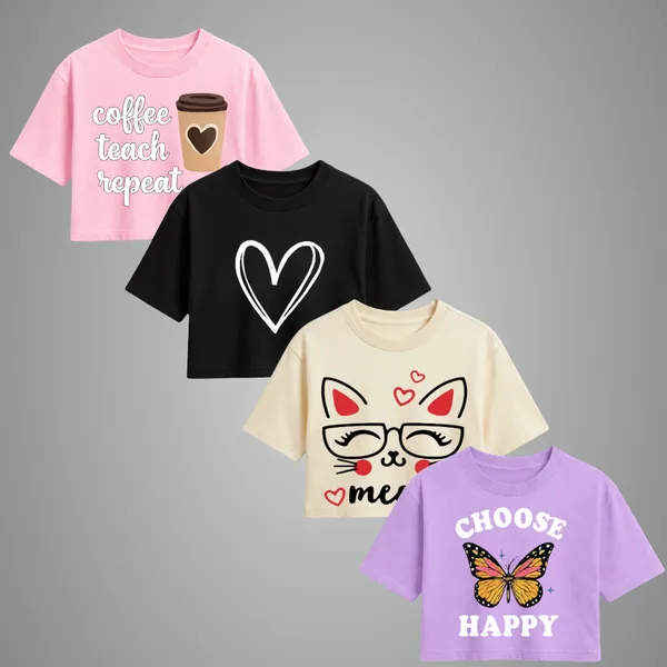 Women_Printed_Crop_Top_Choose_Happy_|_Combo_pack_of_4_dress_as_set_|_Party_wear_&_Casual_wear