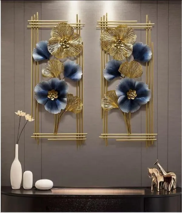 Golden_And_Bluish_Wall_Art_Flowers