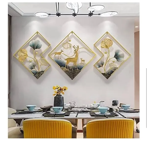 Golden_And_Bluish_Deer_Wall_Art